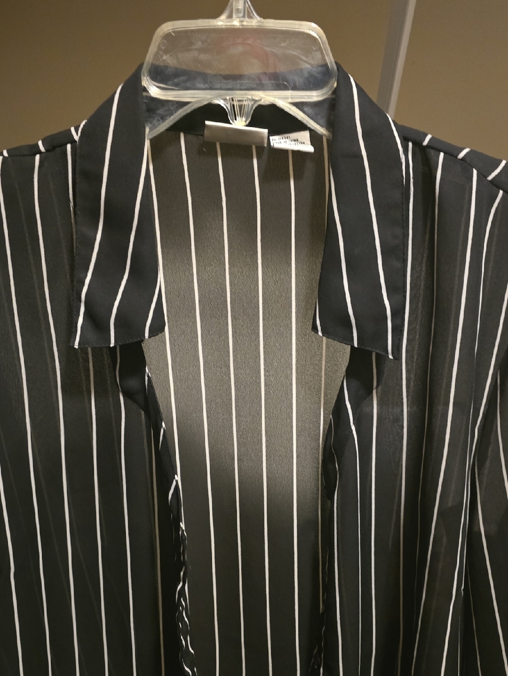 Black and White Pinstripe Button-Front Blouse